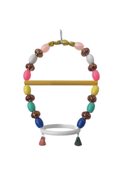Renkli Boncuklu Oval Hlı Papağan Salıncağı 15 Cm-23 Cm