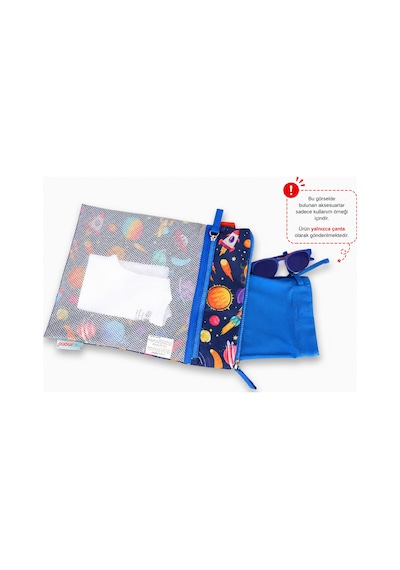 Minimono 2'li Islak & Kuru Çanta Seti Sıvı Geçirmez Pu İç Yüzey Büyük + Küçük Boy 2'li Set Uzay