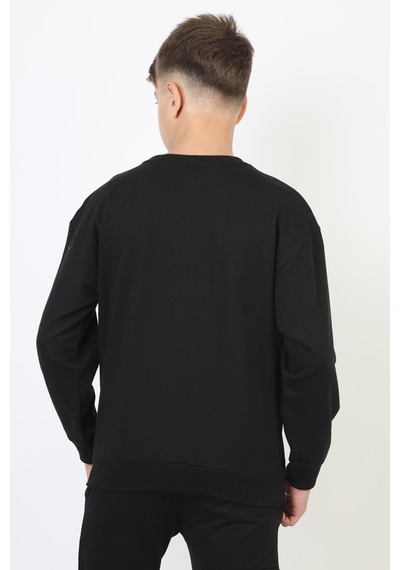 Fermuarlı Respect Baskılı Siyah Erkek Çocuk Sweatshirt-90812 Siyah