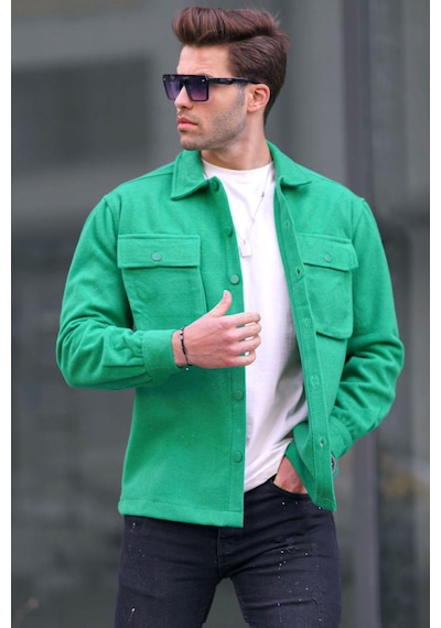Madmext Yeşil Oversize Oduncu Erkek Gömlek 6709 Yeşil