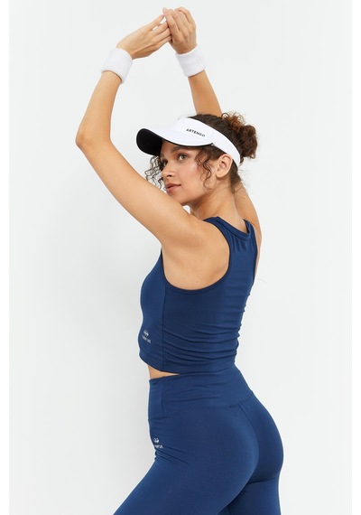 Tommylife İndigo Yüksek Bel Kapri-crop Atlet Slim Fit Kadın Tayt Takım - 95284
