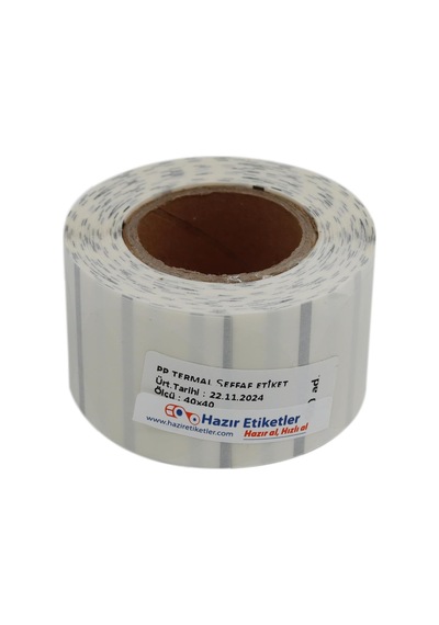 Pp Şeffaf Termal Rulo Etiket 40mm X 40mm Çap Ruloda 500 Adet 1