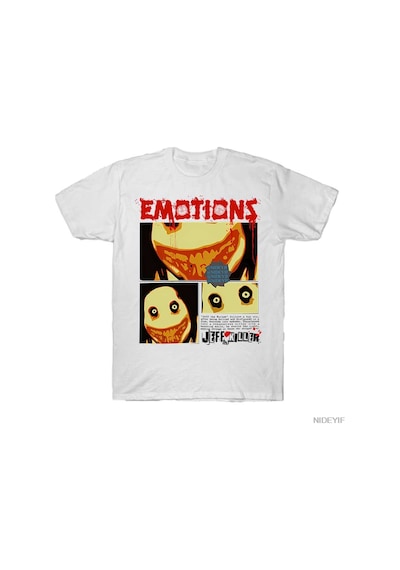 Flood Of Style Jeff The Killer Creepypasta Erkek Kadın Tişörtü %100 Pamuklu Tişörtler Kısa Kollu Üstler J105 Beyaz