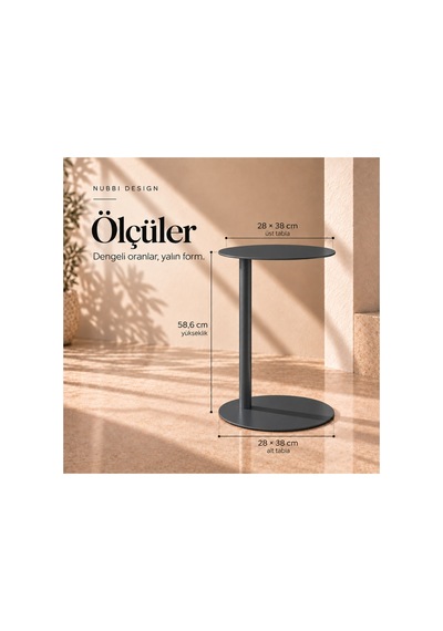 Slate Metal C Sehpa Modern Tasarım Elips Tablalı Minimalist Koltuk Yanı Sehpa Gri - 935314037 Gri