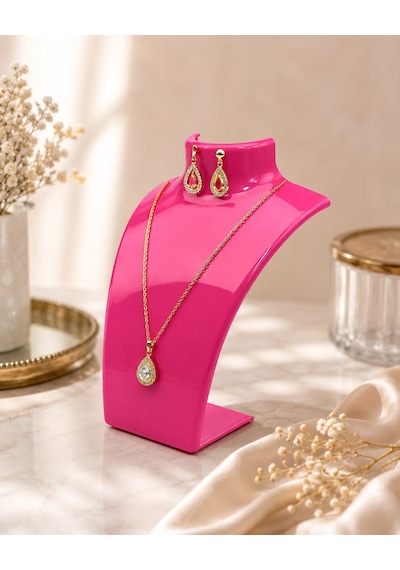 Kolye Standı Akrilik Koyu Pembe 14x21 Cm.