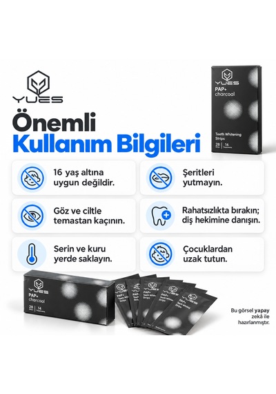 Yues Pap+ Kömürlü Diş Beyazlatma Bandı 28 Şerit 14 Uygulama