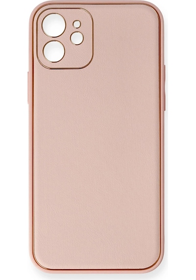 Ilkeshop Newface Apple iPhone Uyumlu 12 Kılıf Coco Deri Silikon Kapak - Pembe