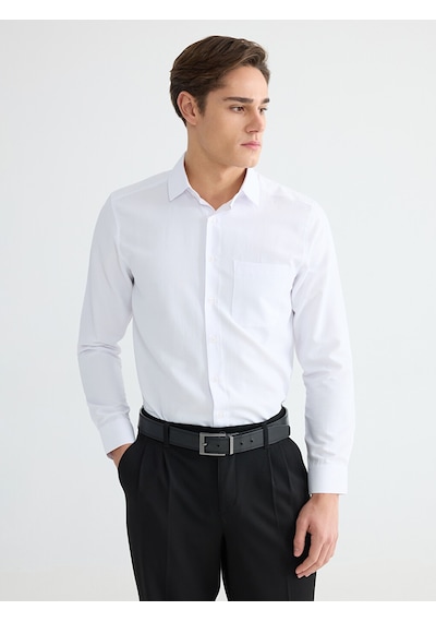 Lcw Busıness Beyaz Regular Fit Armürlü Erkek Basic Gömlek