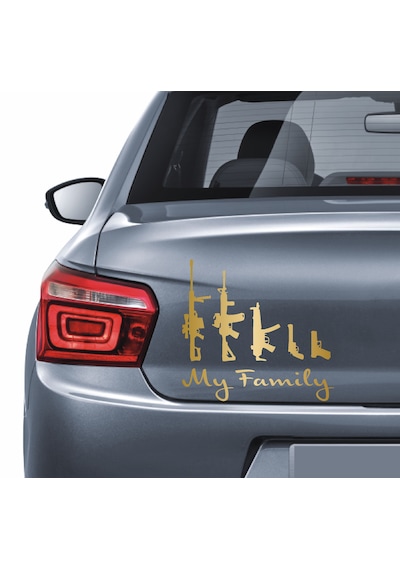 Silah Ailesi My Family Sticker - Araba Oto Motosiklet Karavan Cam Sticker - 00125 25X23 Cm