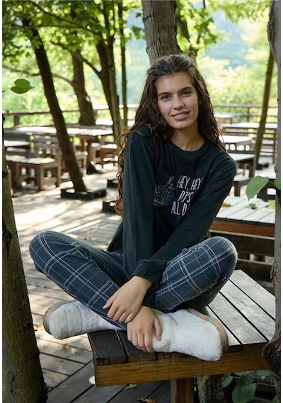 Aydoğan Kadın Bisiklet Yaka Termal Pijama Takımı 30054s- 1 Adet Siyah