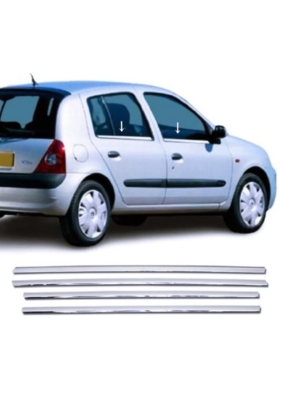 Renault Clio 2 Krom Cam Çıtası 4 Parça P.çelik 1998-2005 Arası