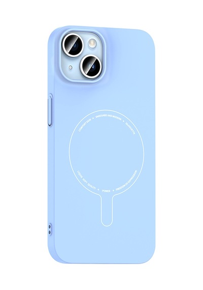Maks Technology iPhone Uyumlu 14 Kılıf M-safe Şarj Özellikli Kamera Korumalı Mkst Elio Sert Pc Kapak - Açık Mavi