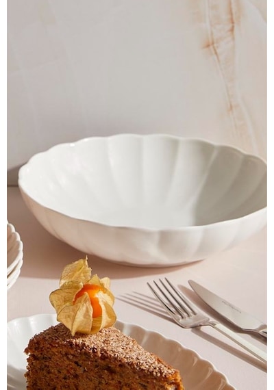 Kütahya Porselen Bone Luz Krem Bowl Kase 25x6cm 2000ml Tekli Bnlzf25ks00 krem