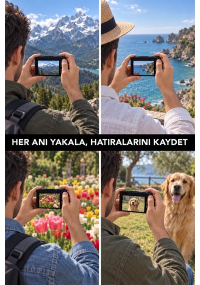 Mimtec Blm-106 Katlanabilir Ekranlı Kamera - 4k Ultra Hd 2 Mp Fotoğraf Video Çekme 12 Dil Destekli Vlog Kamerası