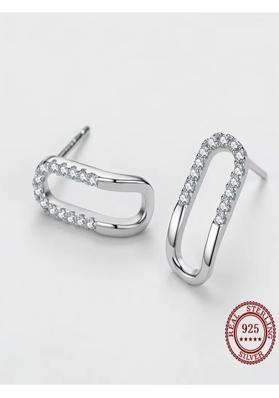 Brezza Lusso Jewelry Timeless Series Sonsuz Bağ Oval Kadın Gümüş Küpe Gümüş