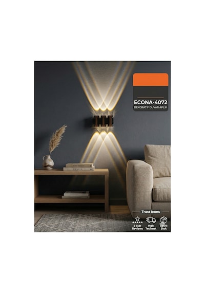 Dekoratif Modern Led Duvar Aplik - 6w 3 Aşağı 3 Yukarı Işık İzli Antre Balkon Lamba - 3000k Günışığı - Şık Gece Lambası,bohem Günışığı-3000k