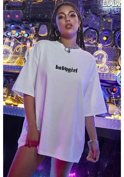 Unisex Babygirl Baskılı Tasarım Tshirt Beyaz