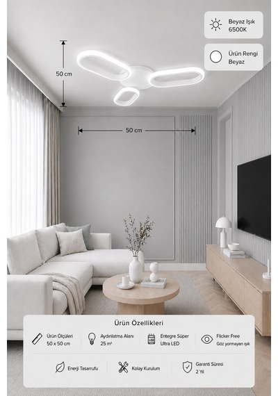 Hilton 3'lü Led Plafonyer Avize Beyaz Işık