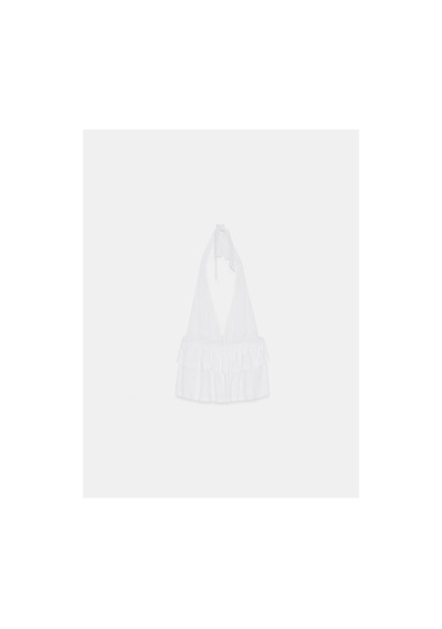 Dilvin 33017 Lyocell Halter Top-beyaz-16462