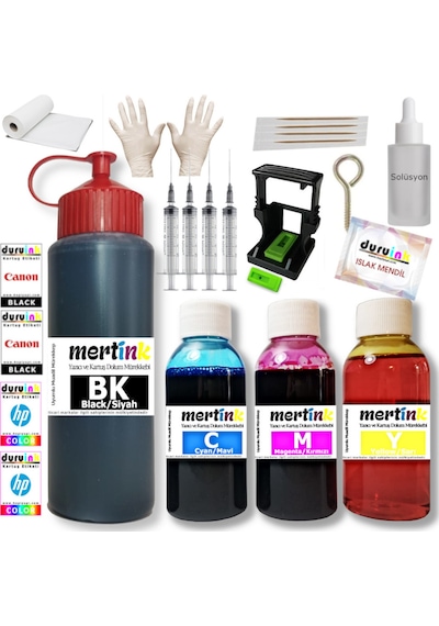 Mertınk Hp 6110 Hp 308 Kartuş Dolum Seti 500ml Siyah+3x100ml Renkli Mürekkep