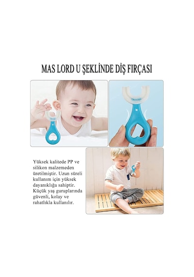 Mas Lord U Tipi Yeni Nesil Diş Fırçası Seti - Mavi Fırçalık + Mavi Düz 6-12 Yaş +Agarta Çocuk Diş Macunu