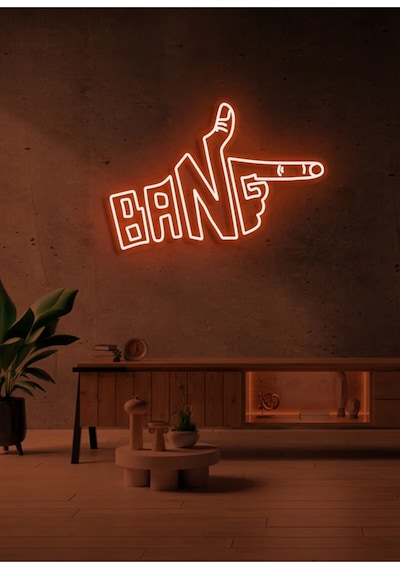 Bang Yazılı Ve Şekilli Neon Tabela Turuncu