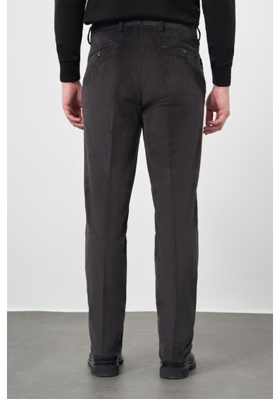 İmza Koyu Antrasit Fitilli Desen Kadife Pamuklu Yan Cep Comfort Fit Classic Pantolon 1003245160 Koyu Antrasit
