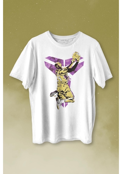 Beyaz T-shirt Kobe Bryant Black Mamba Nba Basketball Baskılı Tshirt Unisex Tişört 001