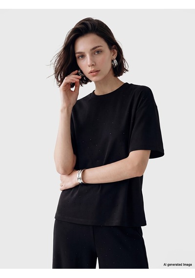 Lcw Modest Siyah Soft Touch Kadın Tişört