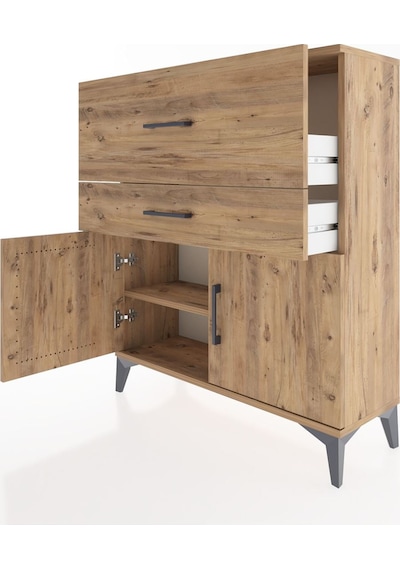 Arges Şifonyer Tek Raflı 2 Çekmeceli 2 Kapaklı 88x30x106 Çam-çam Çam