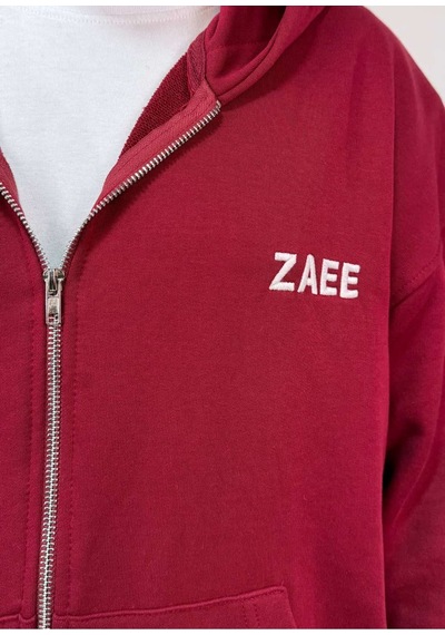 Zaee İnce Kumaş Nakışlı Oversize Premium Zip Hoodie Çok Renkli