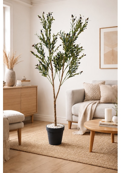Yapay Zeytin Ağacı Dekoratif 150 Cm Modern İç Mekan Salon Ve Ofis Karışık-çok Renkli