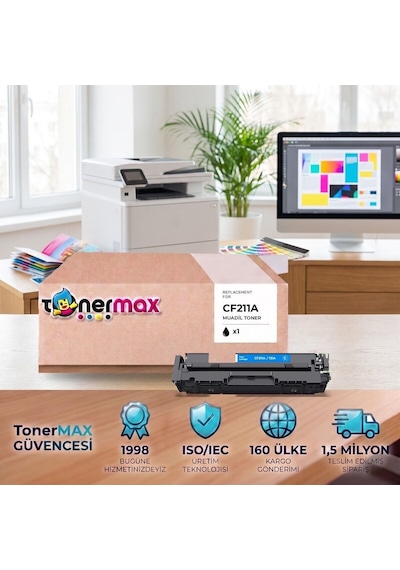 Hp Laserjet Pro 200 Color M251nw Muadil Toner Çipli Cf211a Mavi