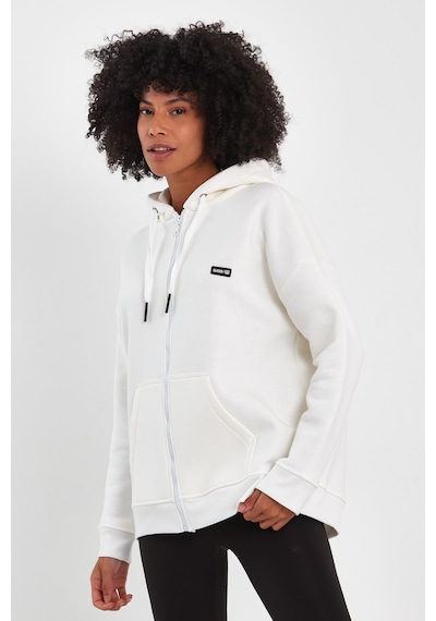 Alexandergardı Fermuarlı Kapüşonlu Oversize Sweatshirt B22-75300 Beyaz