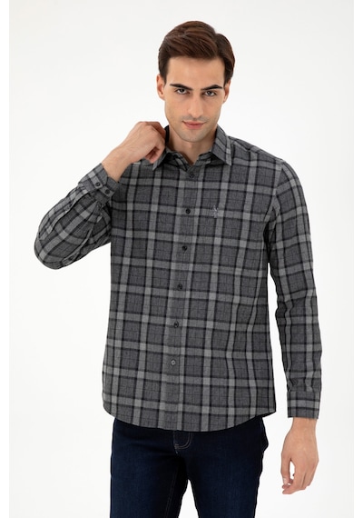 U.s. Polo Assn. Erkek Antrasit Gömlek Desenli 50296616-vr006 Antrasit