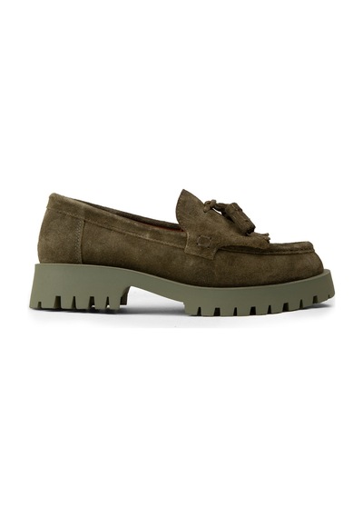 Deery Kadın Hakiki Süet Yeşil Püsküllü Loafer - 02033zyslc01 Yeşil