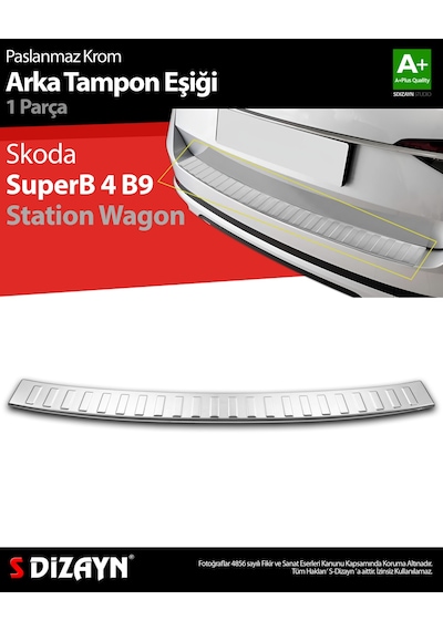 S-dizayn Skoda Superb B8 Makyajlı Sw Krom Arka Tampon Eşiği 2019-2023