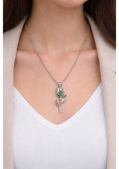 Karanlıkta Parlayan Gül Kolye Gümüş Renk Zincir Unisex Metal Aksesuar Çok renkli