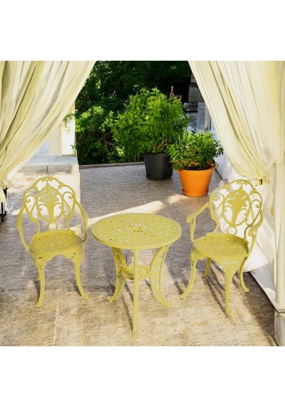 Alüminyum Masa Sandalye Takımı Cg708 Döküm Balkon Çay Seti Siyah