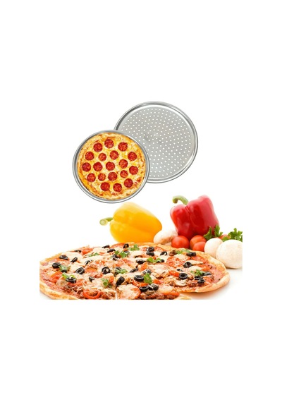 Abant Pizza Tepsi Tava Seti Delikli 28/32/36 Cm Paslanmaz Çelik Siyah