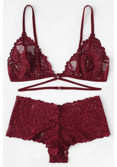 Ang Butik Kadın Bordo Özel Şık Sütyen Külot Takımı