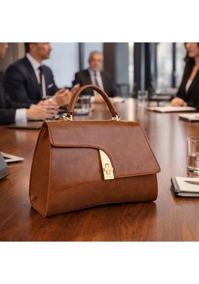 Dukidaso Kahverengi Modern Formlu Gold Detaylı Kadın El Çantası Kahverengi T8304 Kahve