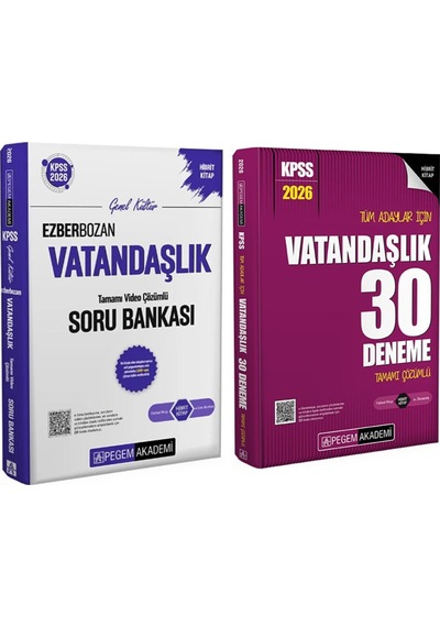 Pegem Yayınları 2026 Kpss Vatandaşlık Soru Bankası Ve Deneme Kitabı Seti