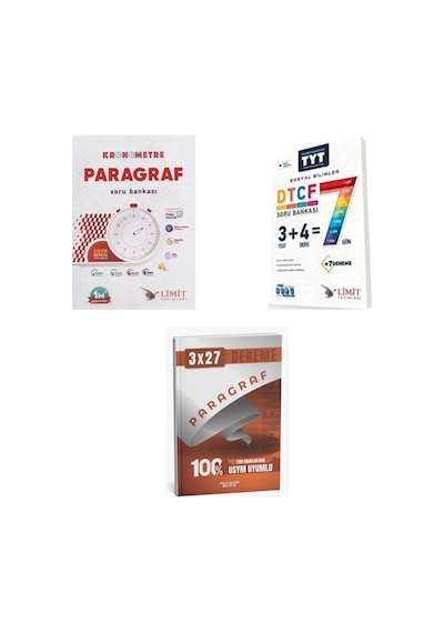 2027 2027 Tyt Limit Kronometre Paragraf Soru + Dtcf 7 Gün Sosyal Bilimler Soru + Anla Kazan Paragraf Deneme 3'lü Set
