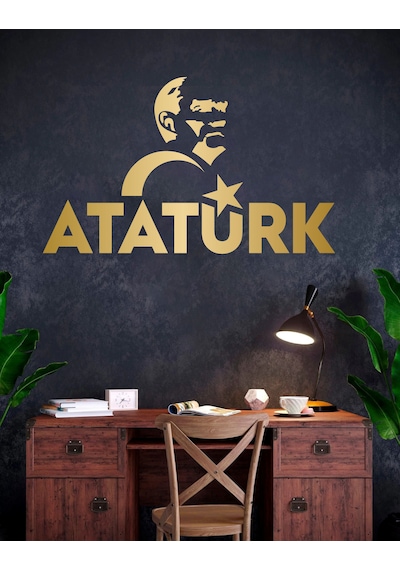 Atatürk Ve Ay Yıldız Sticker - Araba Oto Motosiklet Karavan Araç Cam Sticker - 00347 20x12 Cm