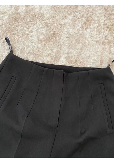 Bluety Çift Pileli Boru Paça Kumaş Pantolon Siyah