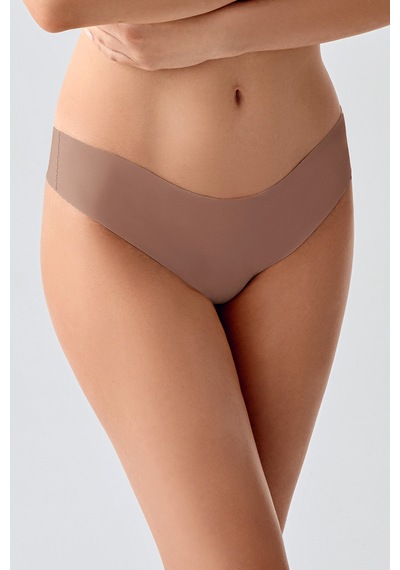 Kompedan Kadın String Lazer Kesim Slip Külot Cappuccino 9207 Kahverengi