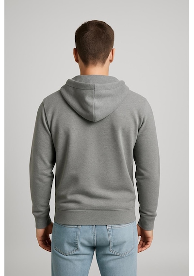 Axxel Erkek Gri 2 İplik Fermuarlı Kapüşonlu Sweatshirt-w1084 Gri
