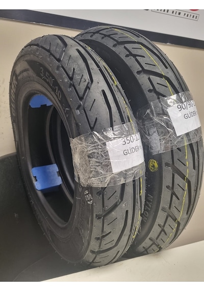 Tdt Tyres Rks Spontini Lastik Set 350-10glider Ve 90/90-12 Glider Dubleks Set Glider10