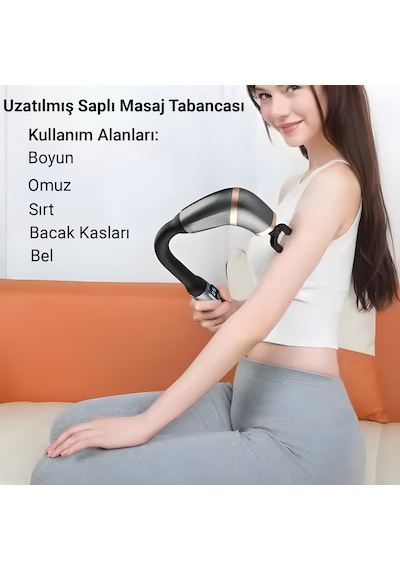 Hilda Zc-2025 Şarjlı Masaj Aleti Derin Doku Masaj Tabancası Boyun Sırt Bel Omuz Bacak Kas Gevşetici Masaj Cihazı Gri